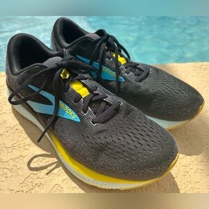 Brooks Ghost 16 Black Blue Yellow Running Shoes Men’s Size 12.5 Wide 2E Clean